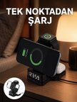 LED Dijital Saatli Kablosuz Şarj Cihazı – 3 Parlaklık Ayarlı Şarj Koruma Tekn