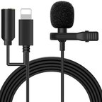 ALLY iPhone Lightning Yaka Mikrofonu+3.5MM jack Profesyonel Youtuber Mikrofonu-(5775