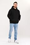 Erkek Kapüşonlu Siyah Sweatshirt Hoodie