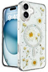 CPT50 iPhone 16 Kılıf Daisy Simli Magsafe Kapak - Gümüş