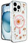 CPT50 iPhone 16 Pro Max Kılıf Daisy Simli Magsafe Kapak - Pembe