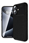 CPT50 iPhone 16 Plus Kılıf Auto Focus Karbon Kapak - Siyah