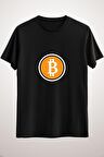 Unisex Siyah Cryptocurrency Bitcoin Sticker Classic T-shirt