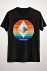 Unisex Siyah Cryptocurrency Ether Blockchain Etereum Retro Sunset Long Sleeve T-shirt