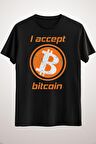 Unisex Siyah Distressed I Accept Bitcoin Cryptocurrency Bitcoin Shirt Classic . Essential T-shirt