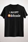 Unisex Siyah I Accept Bitcoin Essential T-shirt