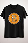 Unisex Siyah Retro Bitcoin Design Classic T-shirt