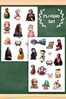 2'li Sevimli Hijab Sticker Seti Planner Ajanda Bullet Journal İçin Uygun Set