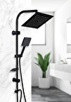 Siyah Lüks Robot Tepe Yağmurlama Duş Başlığı Seti Paslanmaz  