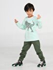 Yeşil Yazılı Dino Jogger +T-shirt Takım