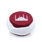 Cami Sarığı – Beyaz Kumaş – Bordo Takke – Çapraz Sarım – Cami Nakışlı – 7 Metre