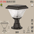 CT-7315 30 W Solar Kare Set Üstü Bahçe Aydınlatma Armatürü - Beyaz Işık (6500K) - IP65