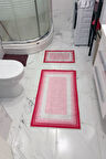 Bathroom Desenli Eko Banyo Paspası, Kaymaz Taban, Makinada Yıkanabilir, Dijital Baskı 2'li Set
