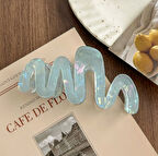 Dalga Model Yeşil Renk Asetat 10,5 cm Lüks Mandal Toka