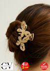 Taşlı Kelebek Tasarımlı Metal Mandal Saç Tokası Altın Renk 5 cm  – Zarif ve Işıltılı Aksesuar