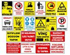 Atölye Fabrika İşyeri İş Güvenliği Uyarı Levhası -20 adet Pvc Levha  