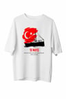 19 Mayıs Atatürkü Anma Gençlik Ve Spor Bayramı Baskılı Oversize T-shirt - Beyaz -MİRAYLİFE