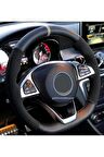 Chevrolet Camaro Uyumlu Alkantara-karbon Yüzüklü Direksiyon Kılıf Gri Ipli