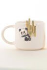 Panda ve Bambu Kahve Kupası | Kabartmalı Kahve Kupası | El Yapımı Seramik Kahve Kupası | Eğlenceli 