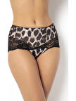 Cezbe G-Box Leopar Desenli Dantel Detaylı Yüksek Bel Kadın Şort Külot 905