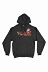 Noel Baba ve Geyikli Yılbaşı Kapşonlu Sweatshirt Hoodie