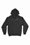 Spacex Siyah Kapşonlu Sweatshirt Hoodie
