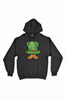 St Patricks Day Şapkalı Siyah Kapşonlu Sweatshirt Hoodie
