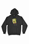Sünger Bob Siyah Kapşonlu Sweatshirt Hoodie