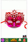 Metalize Ekstra Parlak Hologramlı Parti Maskesi Kırmızı Renk 23x14cm Kız Erkek Çocuk Oyuncakl
