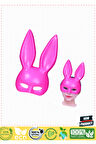Pembe Renk Ekstra Lüks Uzun Tavşan Maskesi 35x16cm Kız Erkek Çocuk Oyuncakları Eğitici Oyunca