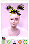 Happy Birthday Püsküllü Neon Sarı Renk Doğum Günü Tacı 22x19cm Kız Erkek Çocuk Oyuncakları Eğ