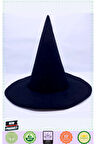Siyah Renk Keçe Cadı Şapkası 35x38cm Kız Erkek Çocuk Oyuncakları Eğitici Oyuncaklar