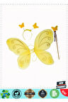 Sarı Renk Kelebek Kanadı Tacı Ve Sopası 50x37cm Kız Erkek Çocuk Oyuncakları Eğitici Oyuncakla
