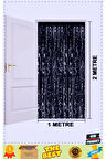 Siyah Renk Ekstra Metalize Parlak Saçaklı Arka Fon Perde Ithal A Kalite 1x2 Metre Kız Erkek Ç