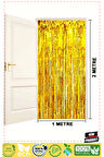 Altın Gold Renk Ekstra Metalize Parlak Saçaklı Arka Fon Perde Ithal A Kalite 1x2 Metre Kız Er