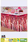 Püsküllü Işıltılı Metalize Kırmızı Kalpli Masa Eteği 75x360Cm 1 Gram Kız Erkek Çocuk Oyuncakları Eği