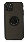 iPhone 11 Pro Kılıf Montreal Yüzüklü Silikon Kapak - Siyah
