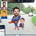 Kişiye Özel Süpermen Baba Oğul Araba Dikiz Ayna Süsü
