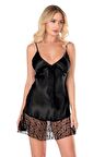 Siyah Kısa Saten Gecelik