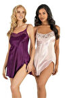 Primoda Mor Kısa Saten Gecelik 8217