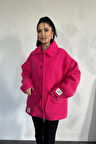 Fuşya Etiketli Pile Detaylı Ceket