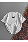 Baskılı Oversize T-shirt - Beyaz