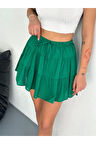 Keten Şortlu Etek - Yeşil
