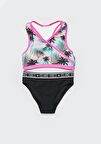 Palmiye baskılı halter kesim kız çocuk bikini takımı DB200723BT