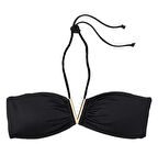 Metal aksesuarlı straplez bikini üstü