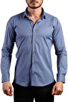 İndigo Ekstra Dar Kesim Likralı Esnek Micro Kumaş Kol Düğmeli Slim Fit Erkek Gömlek - 195-5