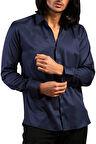 Lacivert Dar Kesim Micro Kumaş Kol Düğmeli Slim Fit Erkek Gömlek - 201-12