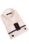 Krem Rahat Kesim Micro Kumaş Kol Düğmeli Regular Fit Erkek Gömlek - 190-10