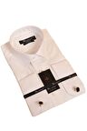 Krem 8 Drop Ekstra Uzun Kol Dar Kesim Micro Kumaş Kol Düğmeli Slim Fit Erkek Gömlek - 197-10