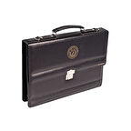 Sami Siyah Elegance Evrak Çantası (40x28 cm) - Metal Aksesuarlı Suni Deri